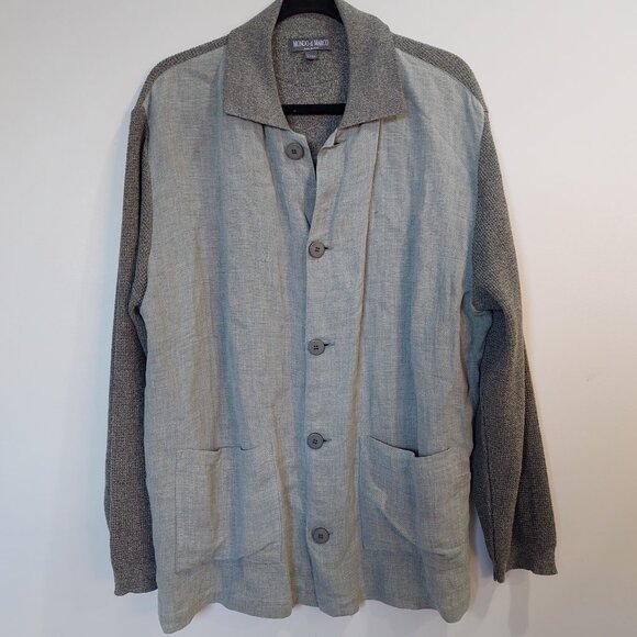 1980〜90's "MONDO di Marco" Textured Linen Blend Beige Jacket Made in Italy Sz L - Picture 1 of 9